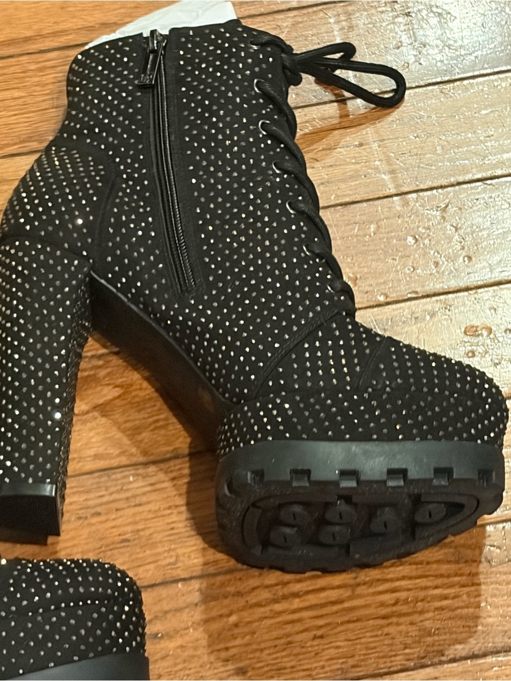 NEW Jessica Simpson Irella-2 Platform Black Suede Sparkle Size 7.5 - Picture 9 of 15